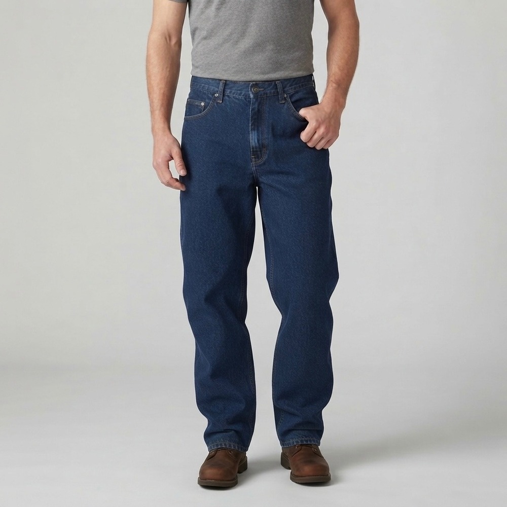 RedHead Brand Co Mens Relaxed Fit Jeans Dark Wash Denim 33x30 Utility Work